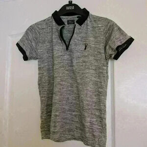 Next kids boys shirt grey with black  trim and stag head age 9